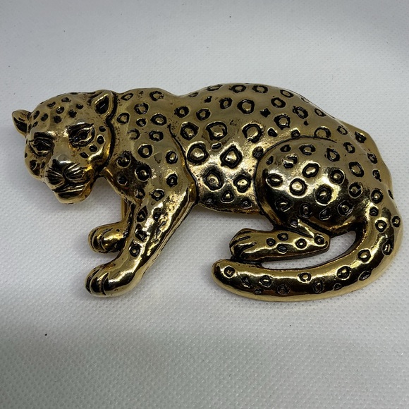 Vintage Gold Tone Leopard Belt Buckle - Picture 5 of 7